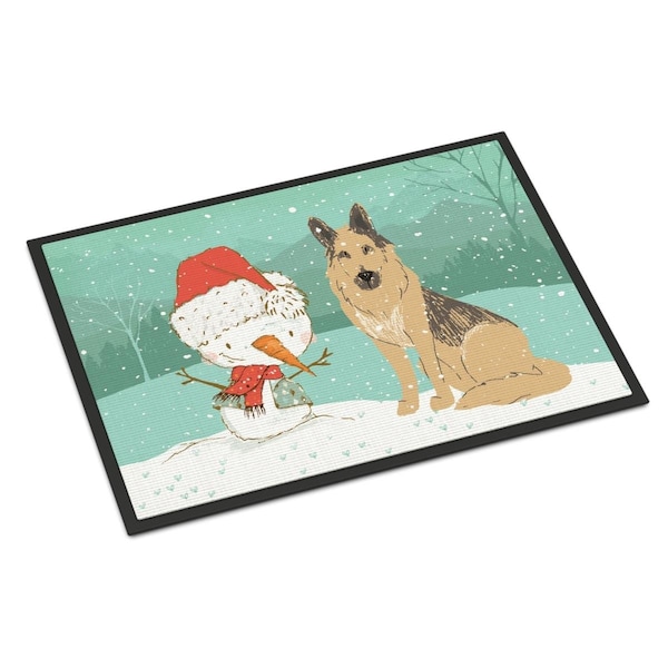 Carolines Treasures 24 x 36 in. German Shepherd & Snowman Christmas Indoor or Outdoor Mat CK2033JMAT - main